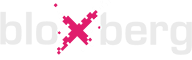 Grey logo font saying bloxberg with pink x/cross standing out